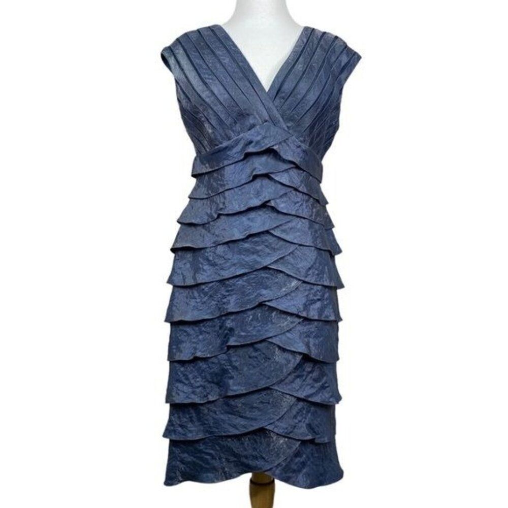 Adrianna Papell Cocktail Dress Blue Gray Size 8